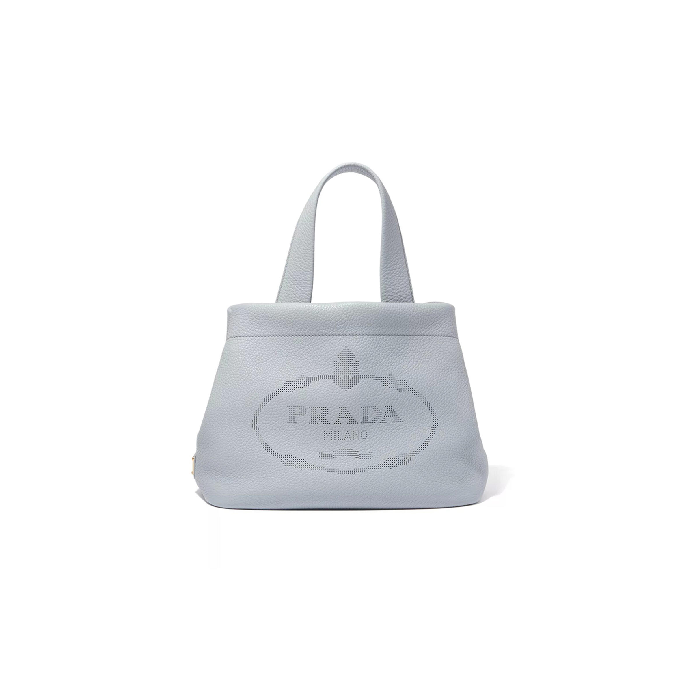 PRADA PERFORATED LOGO SMALL TOTE BAG IN CALF LEATHER 1BC384 (32*24*14cm)